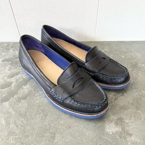 Cole Haan navy blue black leather sloane eva loafers size 6.5 B